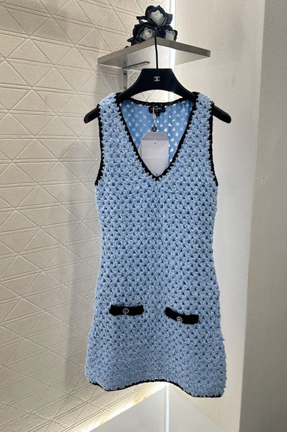 C 25 Hollow Knit Vest Dress