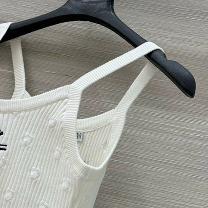 D 25 New Products Vacation Knit Polka Dot Tank Top