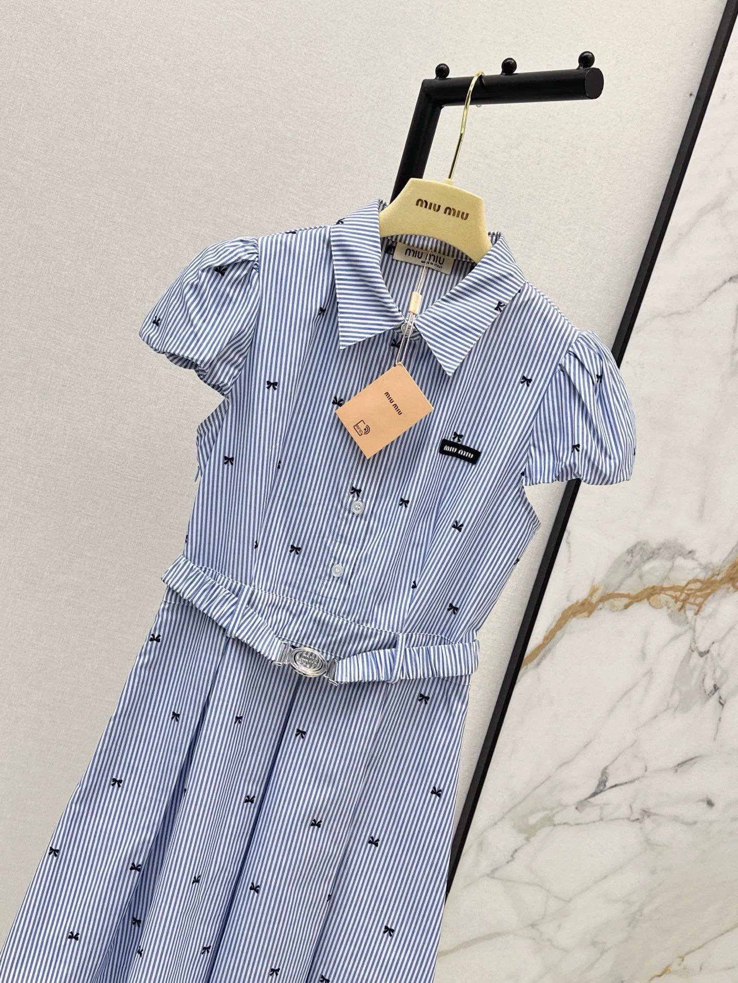 M 25 Spring/Summer Latest Bow Tic Tac Toe Patterned Shirt Dresses