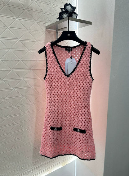 C 25 Hollow Knit Vest Dress