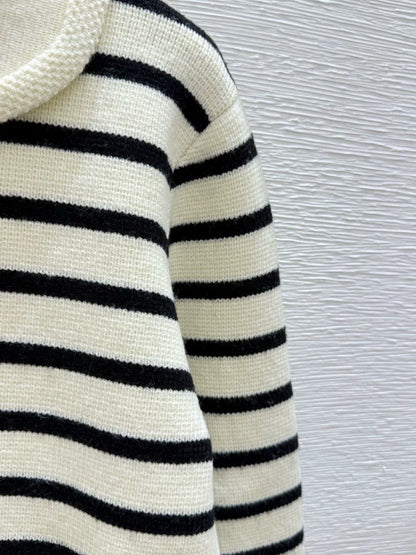 ce 25 Early Autumn New Striped Lapel Long Sleeve Cardigan