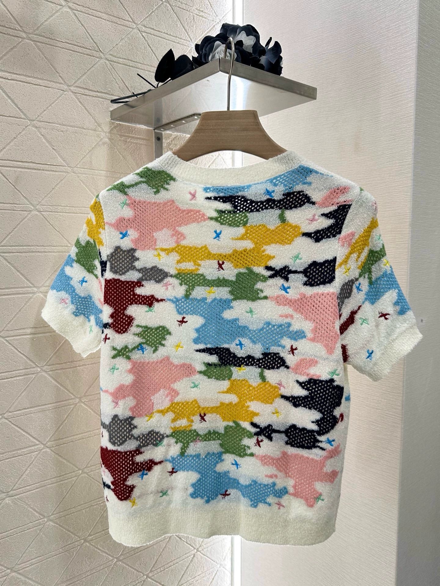 C 25 Colorful Knit Short Sleeve Cardigan