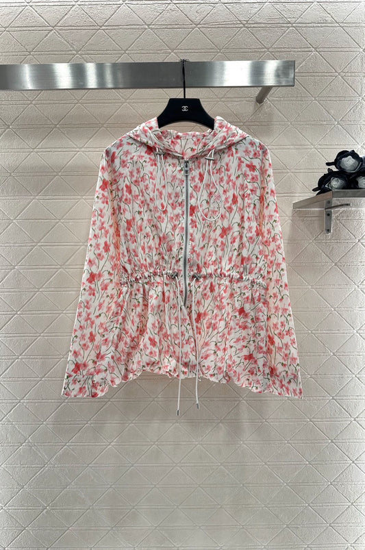 L 25 Hooded Floral Print Jacket