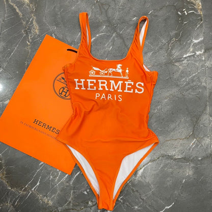 H 25 New Orange One-piece Swimsuit