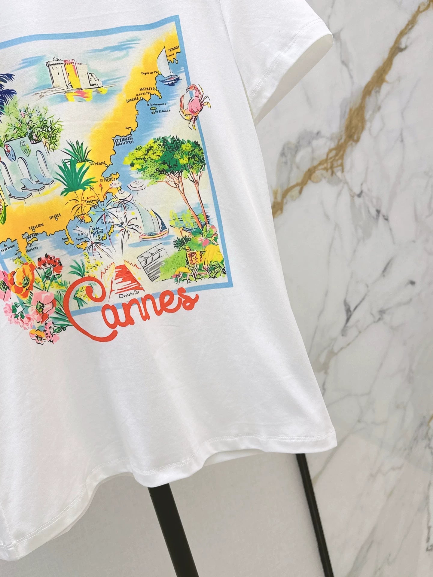 D 25 New Loose Cannes City Painting Short Sleeve
