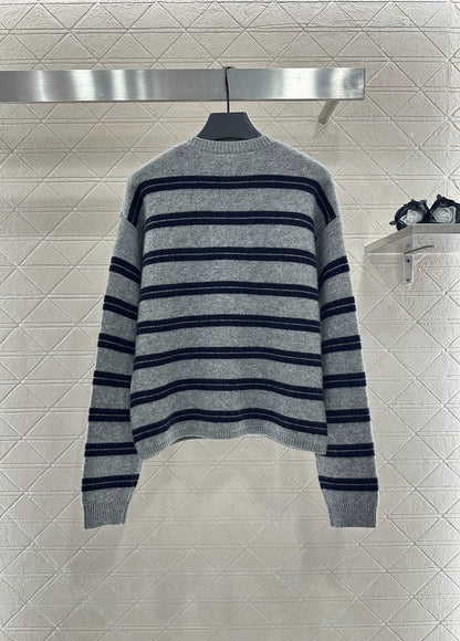 Mi 25 striped knitted long-sleeved cardigan