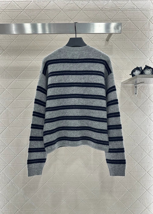 Mi 25 striped knitted long-sleeved cardigan