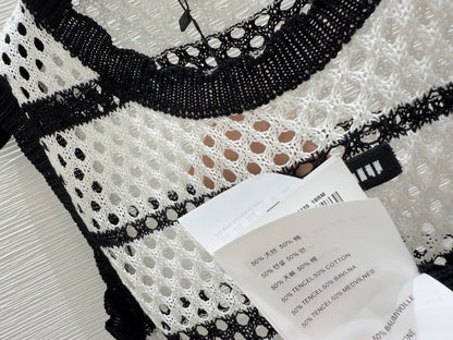 M 25 new striped logo hollow sleeveless knitted vest