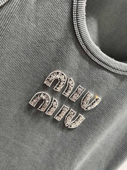 M 25SS Diamond beaded logo letter logo vest