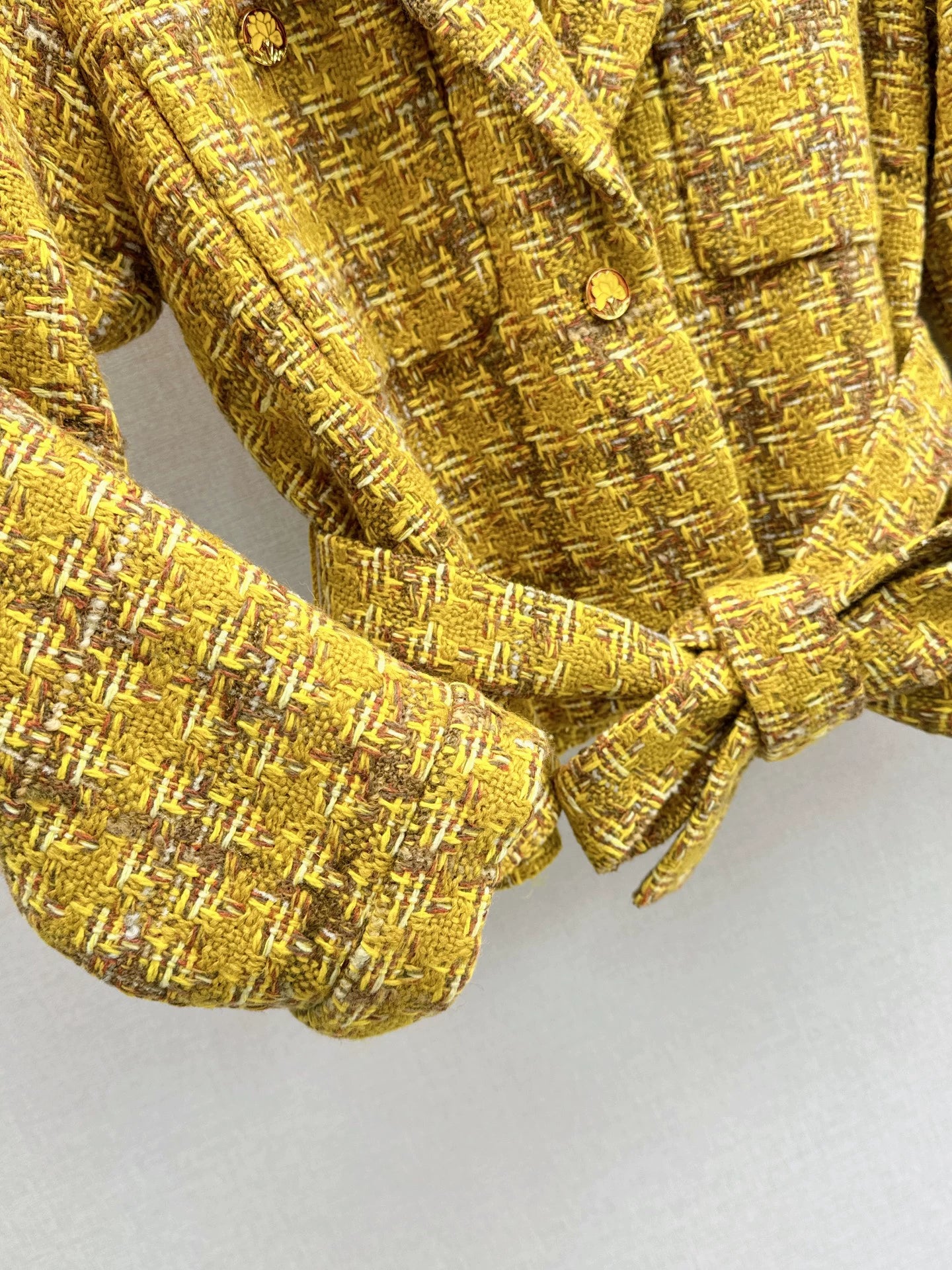 C 25 Camellia Decorated Braided Jacket + A-Line Skirt Set