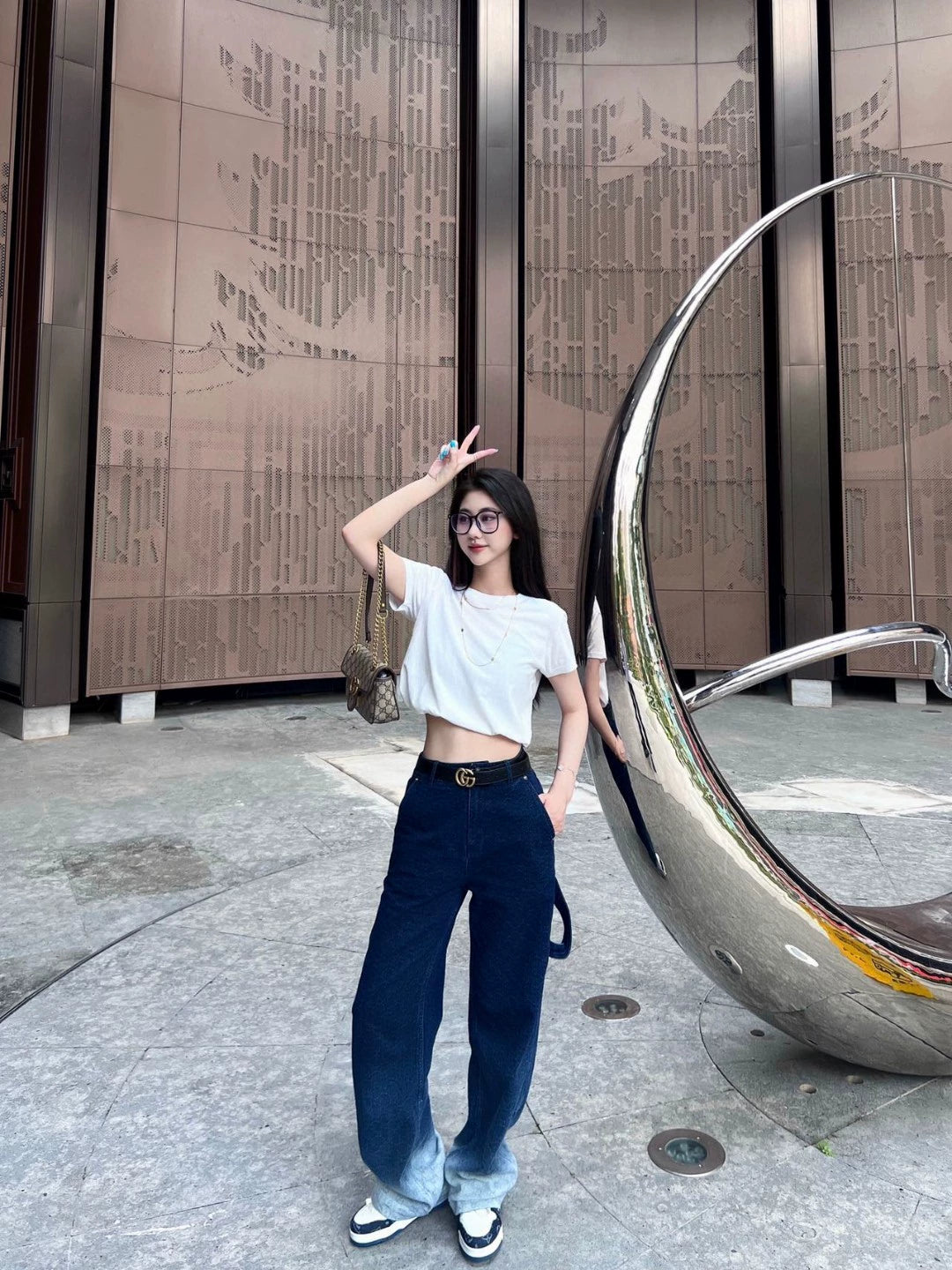 g 25 new gradient color letter denim pants