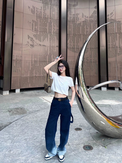 g 25 new gradient color letter denim pants