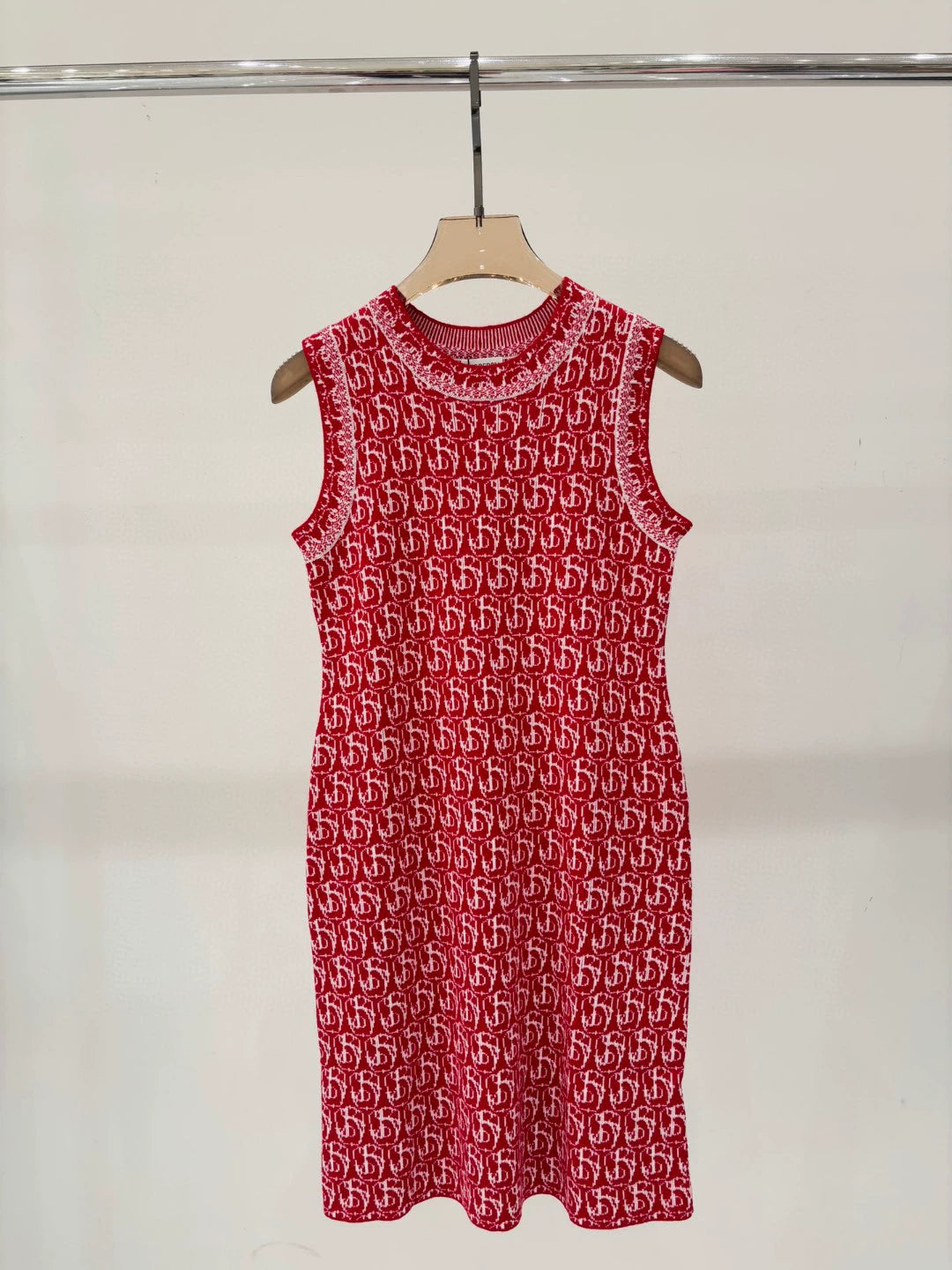 Bu 25 Early spring new round neck letter logo jacquard full print dresses