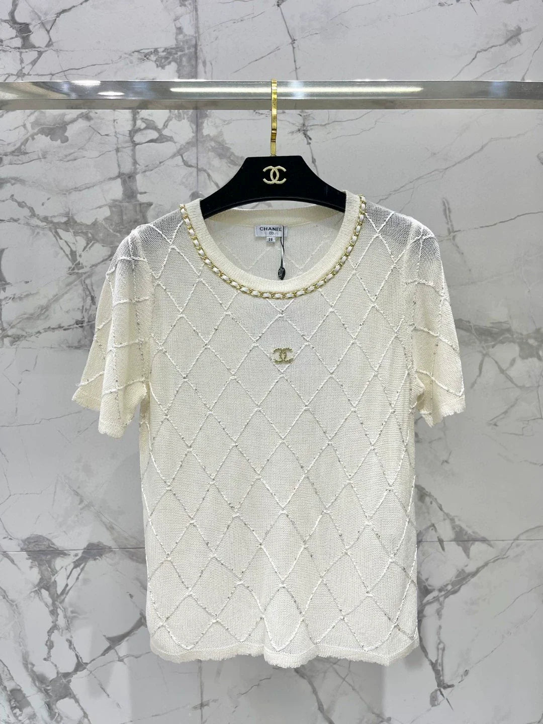 2025 Spring and Summer New Three-Dimensional Diamond Knitted Short Sleeves