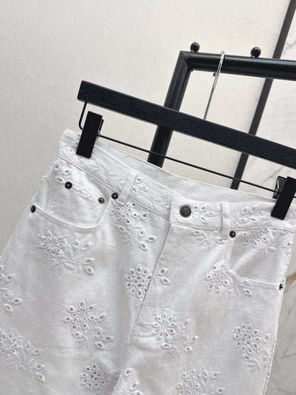 Chl 25 hollow embroidered jeans