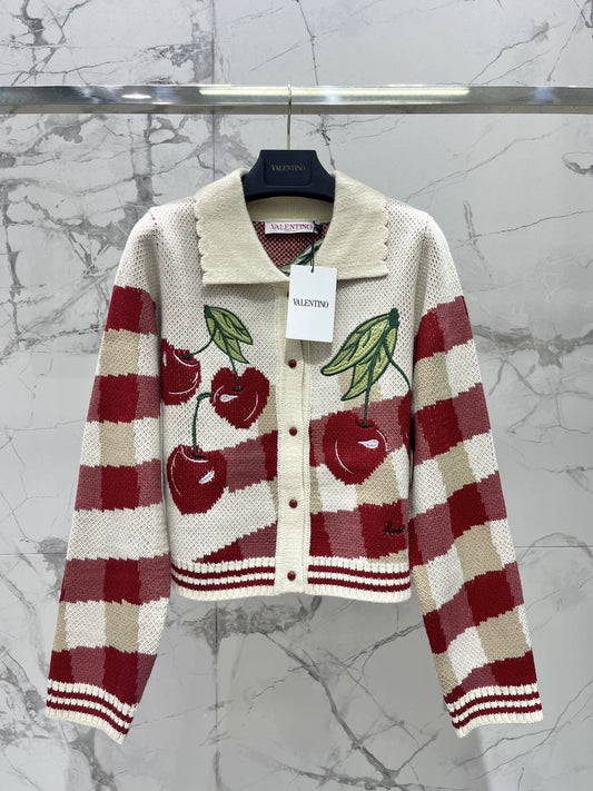 Val 25 Cherry Jacquard Cardigan
