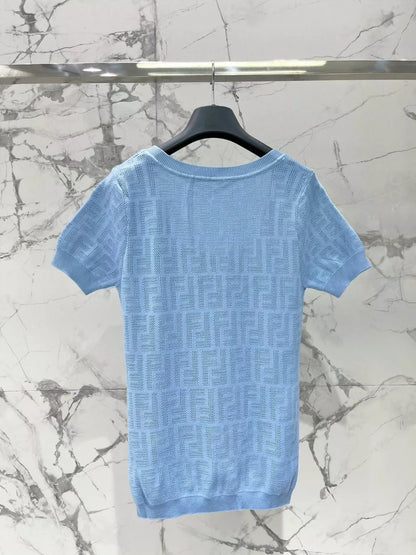 F 25 Hollow out Breathable Logo Short Sleeve
