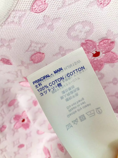 L 25 New Letter Full Print Embossed Flower Embroidery Knit Crew Neck Short Sleeve