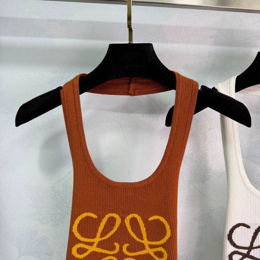 25 Summer new letter jacquard halter neck backless vest