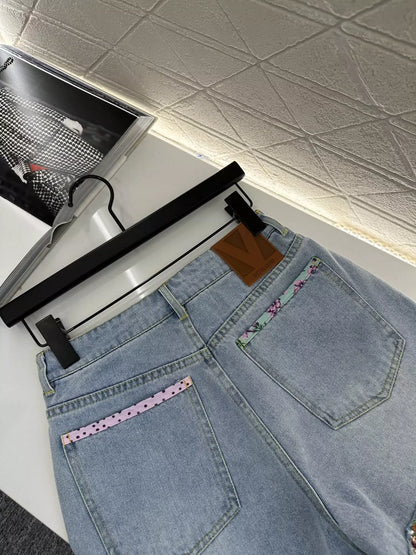 V 25 Floral beaded shorts