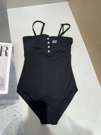 D 25 Black Camisole One-piece Swimsuit