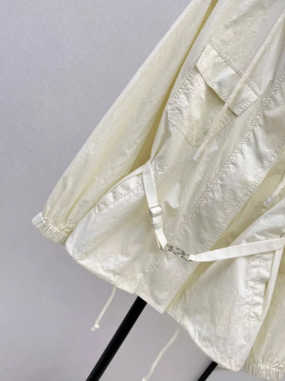 P 25 Spring/Summer New Trench Coat Hooded Belt Trench Coat + Half Skirt Set