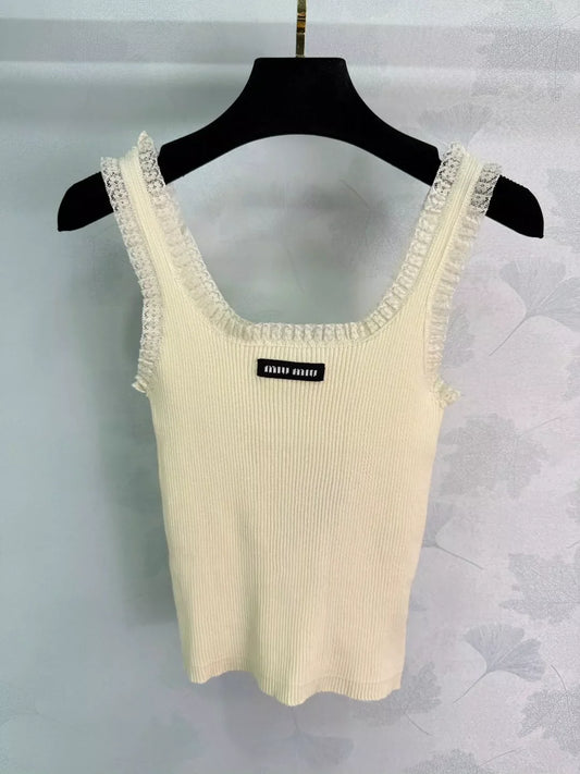M 2025 Summer New Arrival Lace Trim Knitted Vest