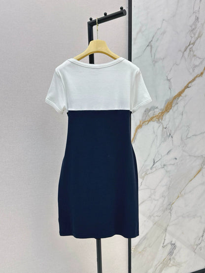 M 25 Spring and Summer New Fake Two Pieces Patchwork Design Dresses