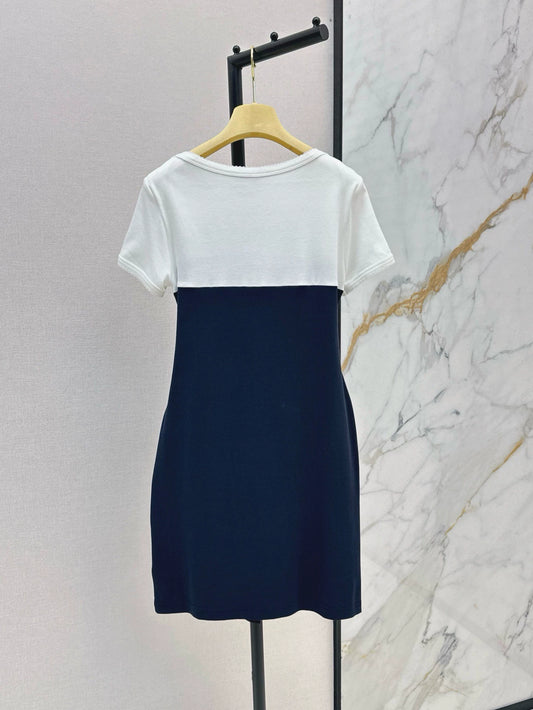 M 25 Spring and Summer New Fake Two Pieces Patchwork Design Dresses