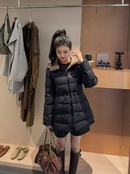 BRU 25fw Hooded drawstring waist down jacket