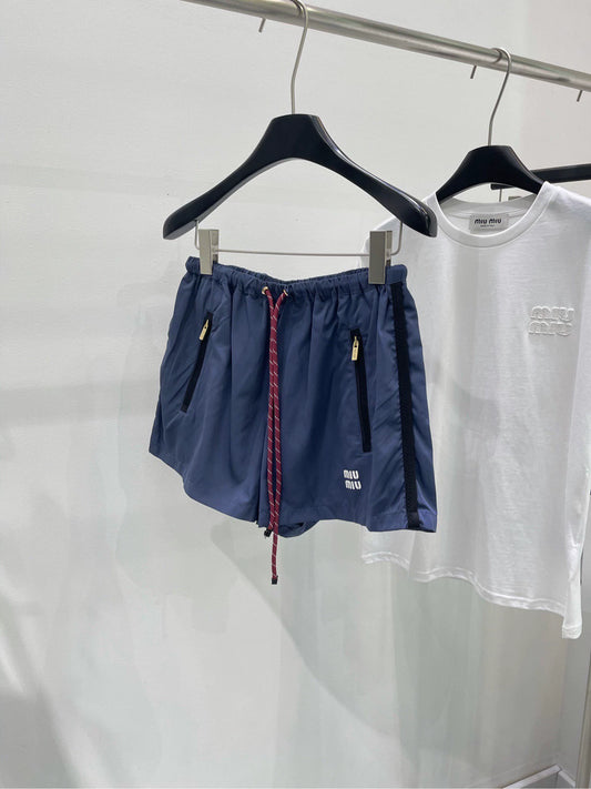 M 25 Navy blue red string sun protection casual shorts