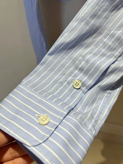 M 25 Spliced collar embroidered letter shirt