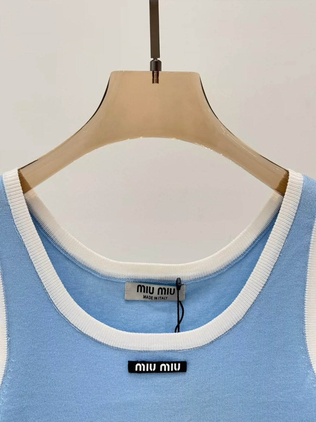 M 25 Summer new round neck letter logo patch edging contrast color simple casual knitted vest