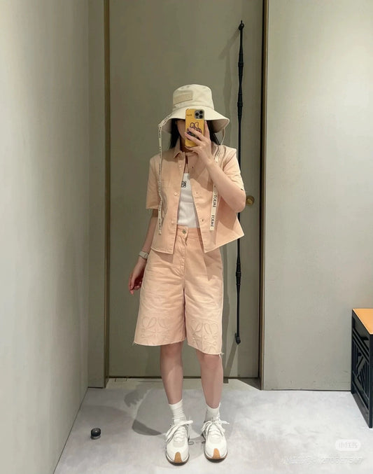 LO 25 new island vacation series short denim shirt + shorts set