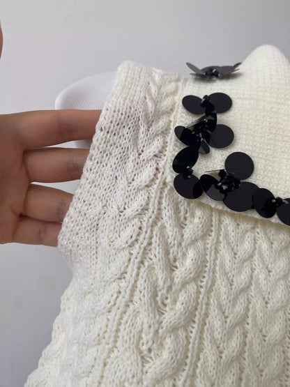 C 25 Black Sequin Embellished Turtleneck Vest