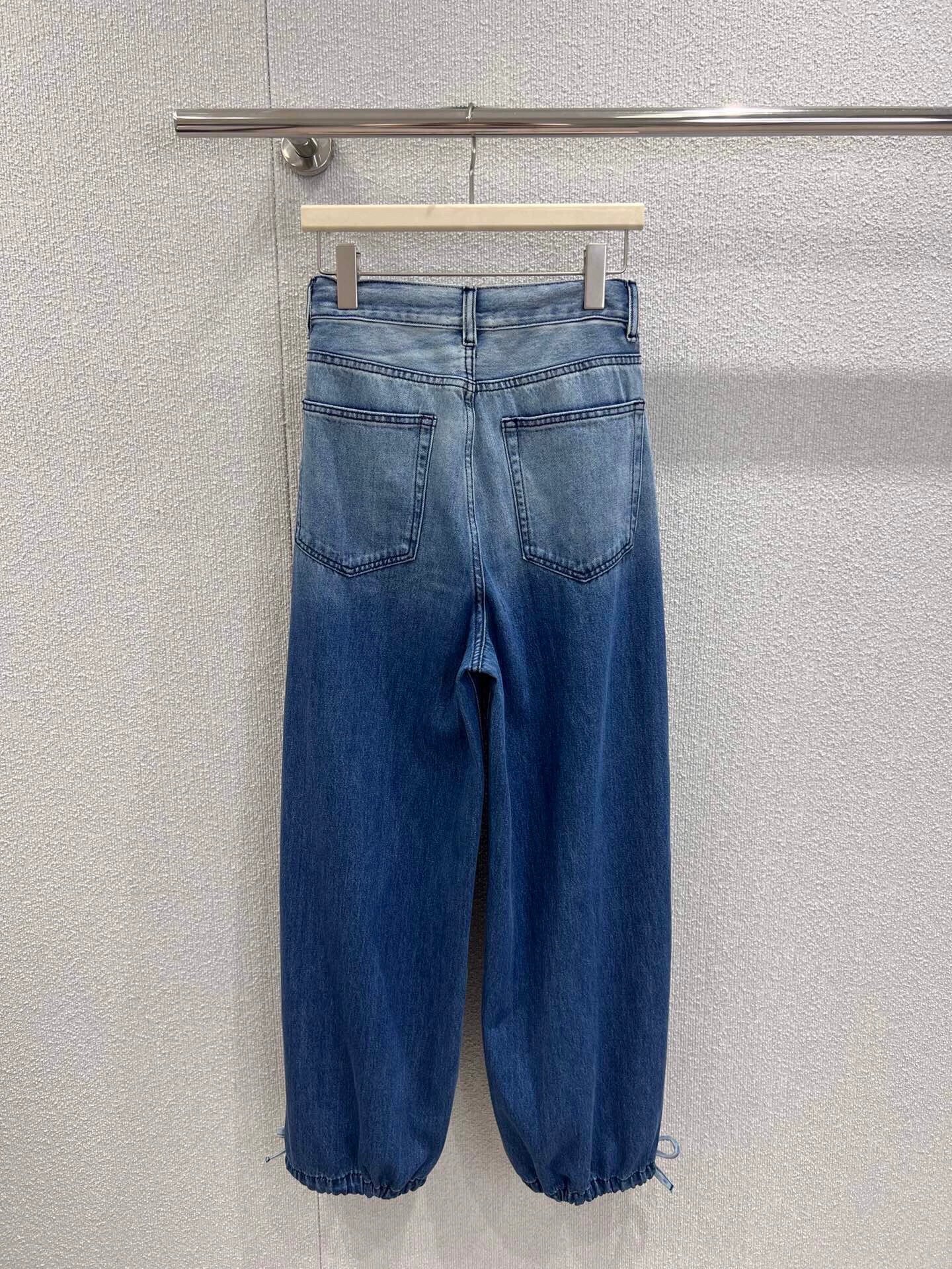 C 25B High-end Handicraft Series New Washed Gradient Lace-up Jeans