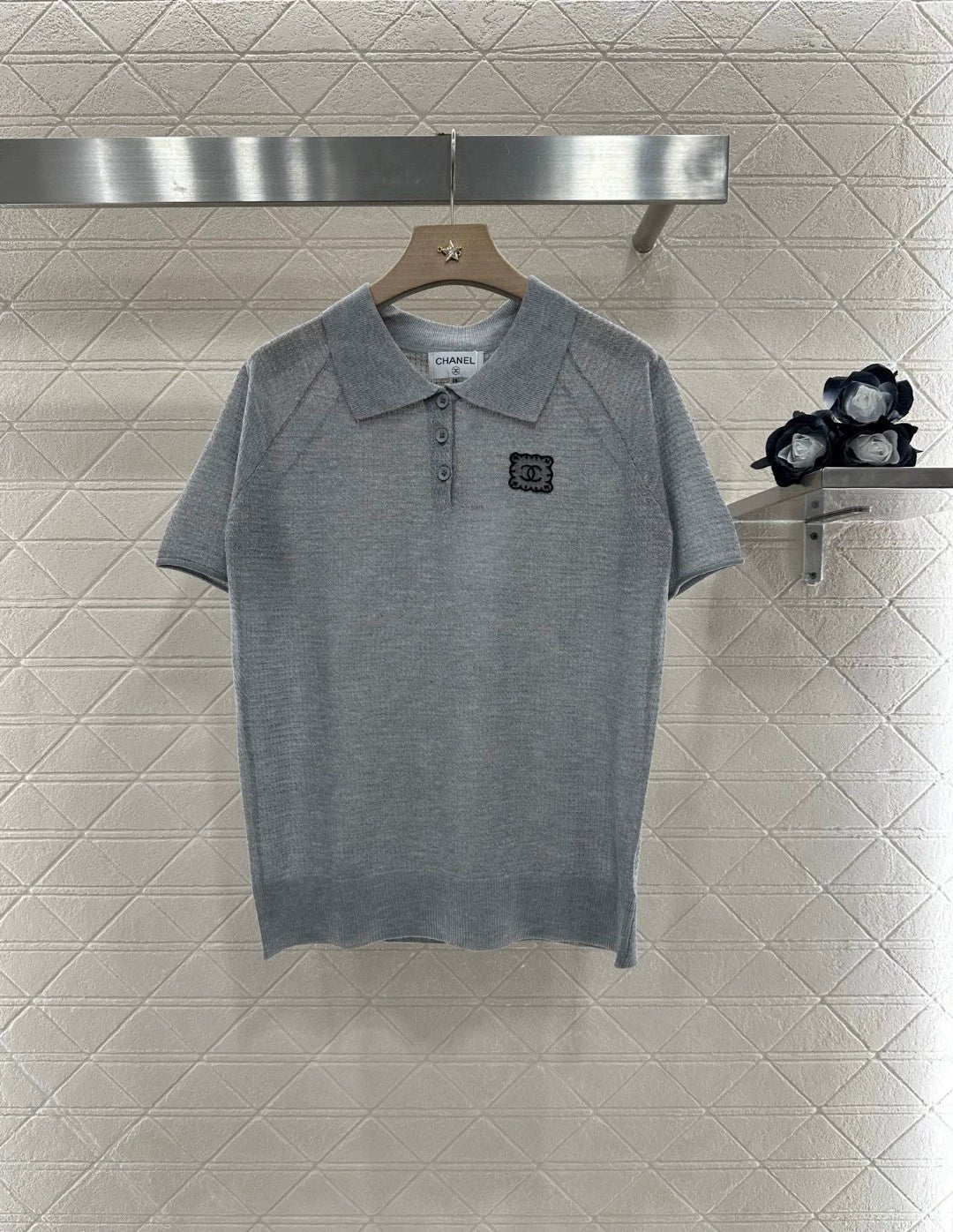 C 25 new loose lapel knitted short sleeves