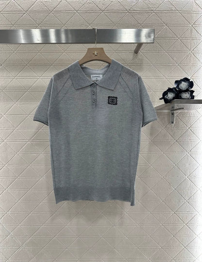 C 25 new loose lapel knitted short sleeves