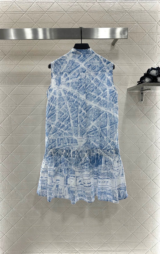 D 25 Paris Arc de Triomphe map print sleeveless dress