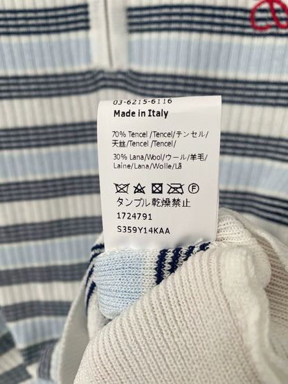 LO 25 New Embroidery Striped Zipper Lapel Short Sleeve Knit