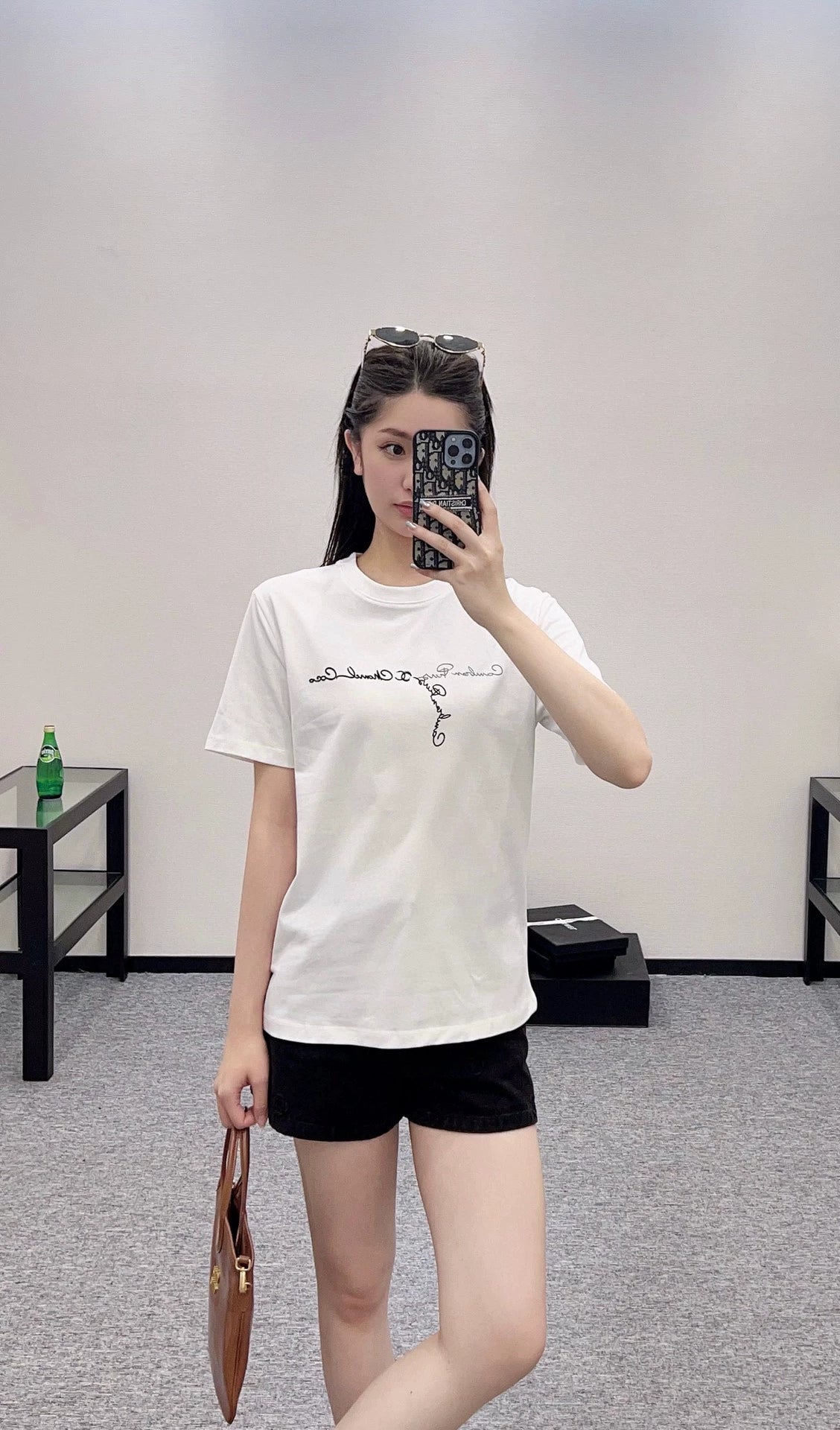 C 25 Round neck embroidered letters short sleeve T-shirt