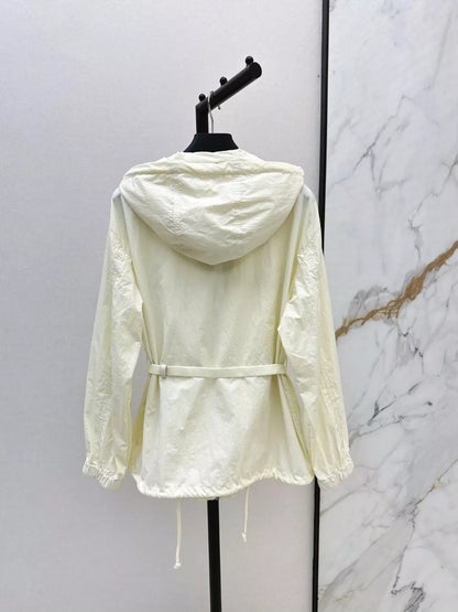 P 25 Spring/Summer New Trench Coat Hooded Belt Trench Coat + Half Skirt Set