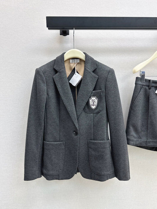 BRU 25fw Tennis Collection Badge-Decorated Blazer