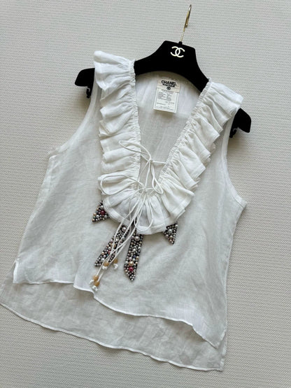 25 Summer new style second-hand heavy-duty beaded bow vest