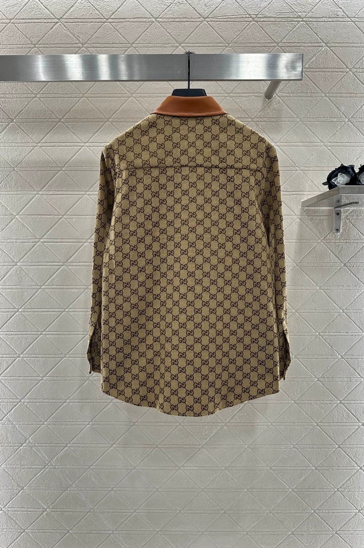 G 25 Leather jacquard shirt and trousers set