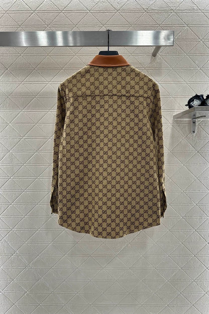 G 25 Leather jacquard shirt and trousers set