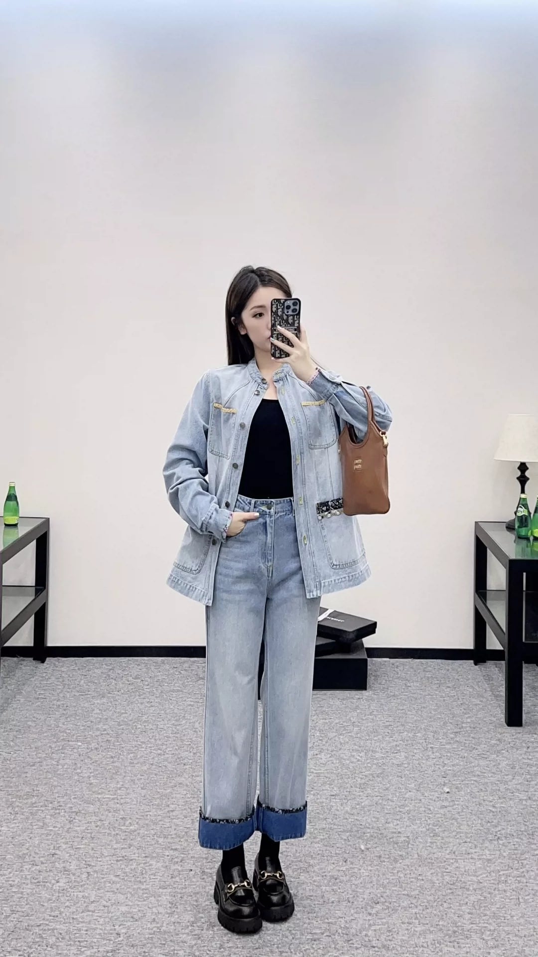 V 25 Floral beaded denim jacket