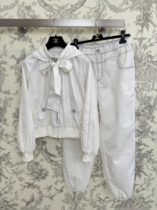 C 25 Spring and Autumn new style Hooded bow tie Embroidered hooded suit
