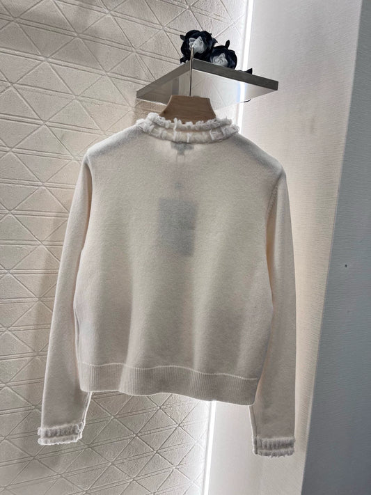 C Spring/Summer 25 New lace knit cardigan(white black)