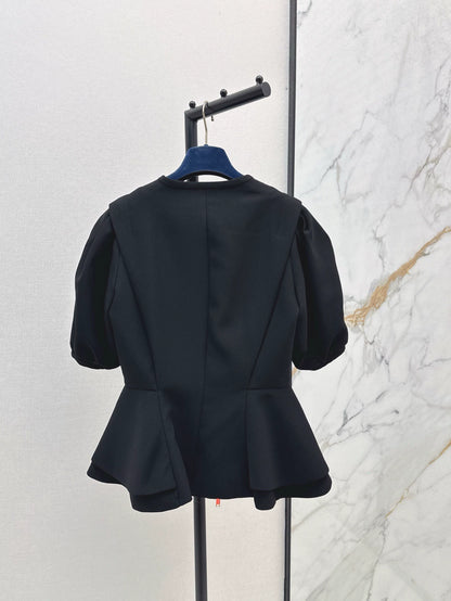 L 25 Spring/Summer New Ruffled Bubble Sleeve Top ➕ Suit 7-minute Pants Set